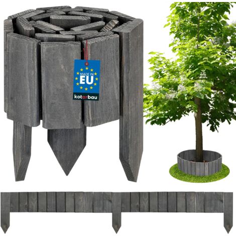 KOTARBAU® Bordure Jardin Exterieur Bois - 110 x 10 cm - Cloture Bois Jardin - Anthracite - Palissade Flexible - Décoration Jardin (1/5)