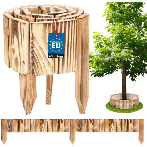 KOTARBAU® Bordure Jardin Exterieur Bois - 110 x 10 cm - Cloture Bois Jardin - Bois Brûlé - Palissade Flexible - Décoration Jardin (1/5)