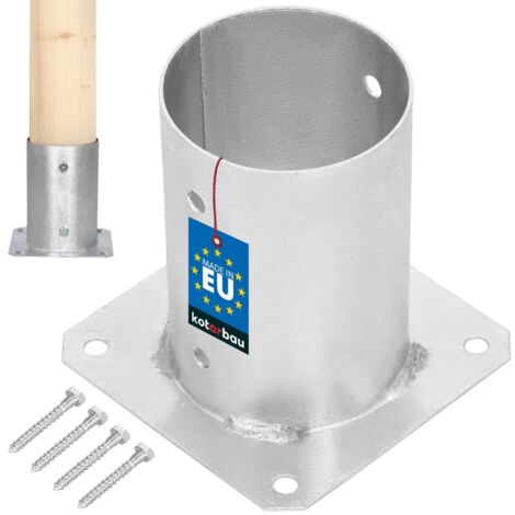 KOTARBAU® Support Poteau Bois - à Visser - Acier Galvanisé - Ø 100 mm - Argent - Pied de Poteau - Fixation Robuste - Résistant à la Corrosion (1/5)
