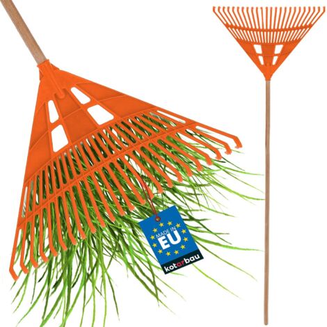 KOTARBAU® Rateau à Feuilles - Plastique - 61 cm - Noir - avec Manche - Râteau Jardin - Balai à Gazon - Ramasse Feuilles - Léger - Résistant - Entretien Jardin (1/5)