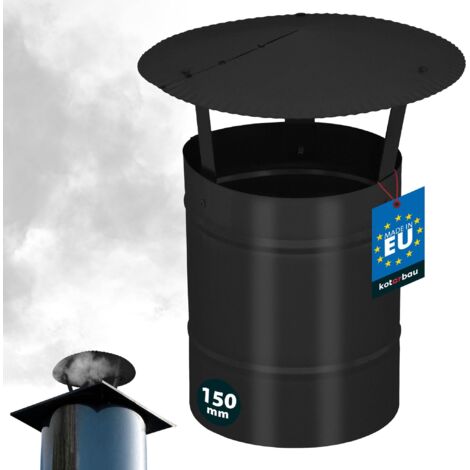 KOTARBAU® Chapeau de Cheminée - Acier Galvanisé et Peint par Poudre - ø 150 mm - Noir - Chapeau Cheminée Anti Pluie - Résistant à la Corrosion - Installation Facile - Design Moderne (1/5)
