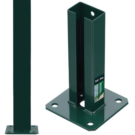 KOTARBAU® Support Poteau - pour Clôture - à Visser - Pied de Poteau - Acier Revêtu par Poudre - 60 x 40 mm - Vert - Fixation Robuste