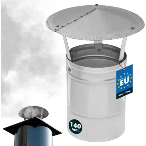 KOTARBAU® Chapeau de Cheminée - Acier Galvanisé - ø 140 mm - Argent - Chapeau Cheminée Anti Pluie - Résistant à la Corrosion - Installation Facile - Design Moderne