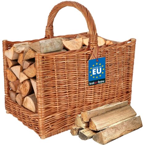 KOTARBAU® Panier Osier - Panier à Bûches - 45 x 29 x 45 cm - Marron - Rangement Osier - Naturel - Rectangulaire - avec Anse - pour Cheminée (1/5)