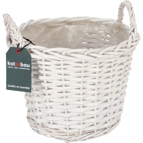 KOTARBAU® Panier Osier - Cache Pot Plante Intérieur - ⌀ 23 cm - Corbeille Osier Ronde - Panier Plante - Pot de Fleur Tressé - Blanc - Rustique (1/5)