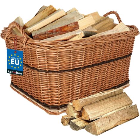 KOTARBAU® Panier Osier - 60 x 50 cm - Panier Buche Osier - avec Anse - de Rangement - Naturel - Bicolore (1/5)