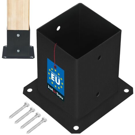 KOTARBAU® Support Poteau Bois - Acier Revêtu par Poudre - 100 x 100 mm - Noir - Pied de Poteau - Fixation Robuste - Résistant à la Corrosion (1/5)
