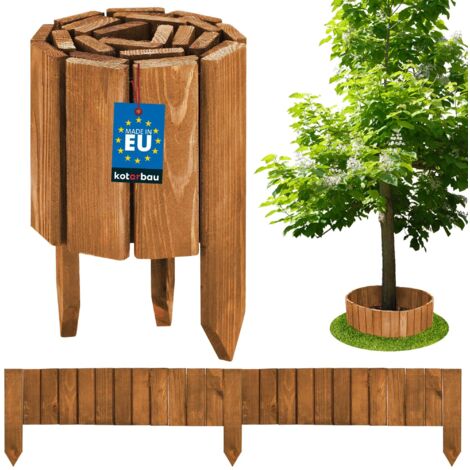 KOTARBAU® Bordure Jardin Exterieur Bois - 110 x 15 cm - Cloture Bois Jardin - Chêne - Palissade Flexible - Décoration Jardin