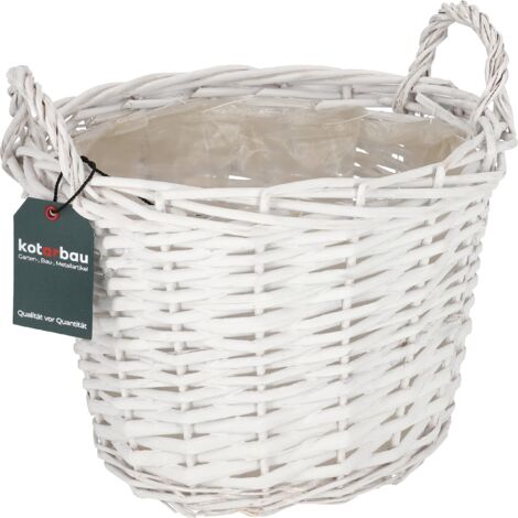 KOTARBAU® Panier Osier - Cache Pot Plante Intérieur - ⌀ 31 cm - Corbeille Osier Ronde - Panier Plante - Pot de Fleur Tressé - Blanc - Rustique