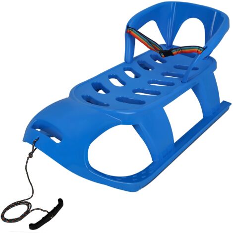 KOTARBAU® Luge Enfant - avec Dossier et Ceinture - Plastique - 87 x 45 x 42 cm - Bleu - Sled - Traineau Enfant - Luge - Traineau a Neige - avec Corde pour Tirer Dans la Neige (1/5)