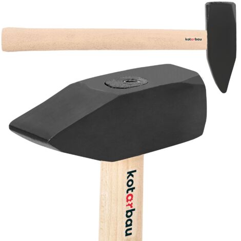 KOTARBAU® Marteau - Acier - 2 kg - Massette - Masse Outil - 40 cm - Marteau Forgeron - Masse pour Fendre le Bois - Noir Naturel - avec Manche en Bois - Ergonomique (1/5)