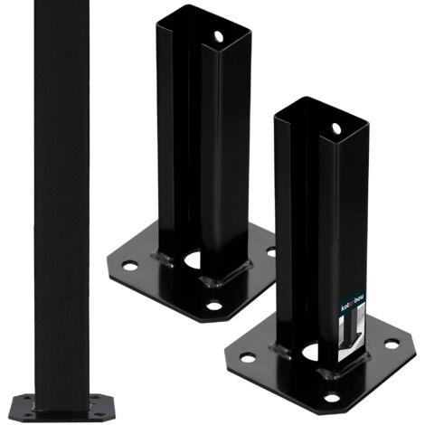 KOTARBAU® 2 Pièces Support Poteau - pour Clôture - à Visser - Pied de Poteau - Acier Revêtu par Poudre - 60 x 40 mm - Noir - Fixation Robuste (1/5)
