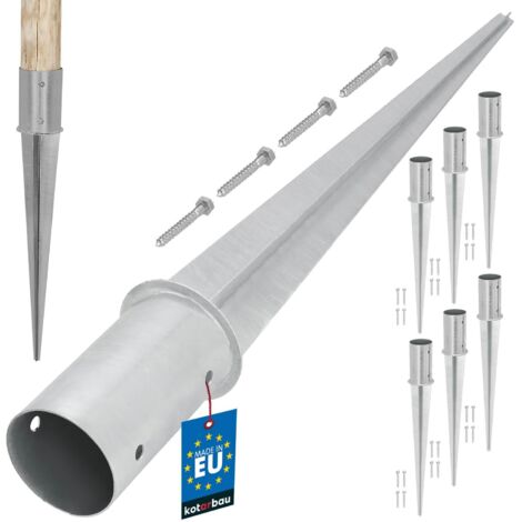 KOTARBAU® Lot de 6 Support Poteau Bois - ⌀ 80 mm - Support Poteau à Enfoncer - Acier Galvanisé - Argent - Pour Poteaux Bois Rond - Résistant à La Corrosion