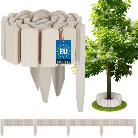 KOTARBAU® Bordure Jardin Exterieur Bois - 200 x 10 cm - Cloture Bois Jardin - Blanc - Palissade Flexible - Décoration Jardin
