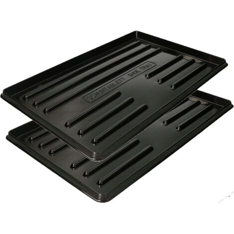 KOTARBAU® 2 Pièces Bac à Chaussures - Bac D'égouttement pour Chaussures - Plastique - 60 x 40 cm - Noir - Imperméable - Plateau Égouttoir à Bord Surélevé - pour Couloir (1/5)