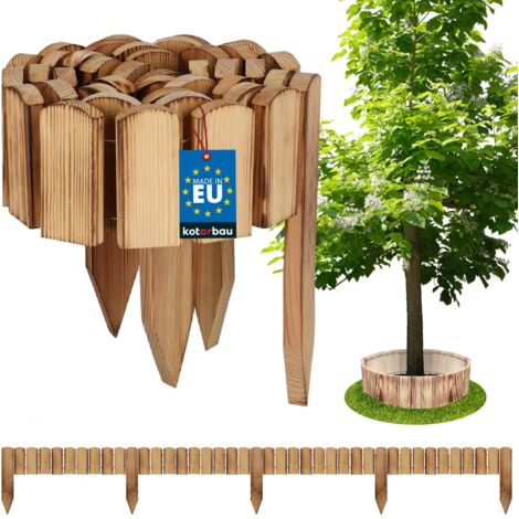 KOTARBAU® Bordure Jardin Exterieur Bois - 200 x 10 cm - Cloture Bois Jardin - Bois Brûlé - Palissade Flexible - Décoration Jardin