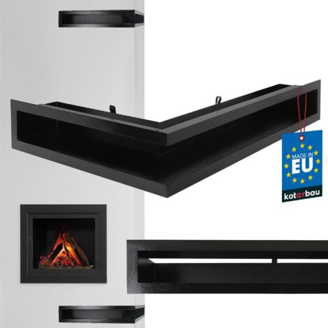 KOTARBAU® Grille Cheminée - Acier Revêtu Poudre - Bande d’aération d’angle - 40/60 cm - Droit - Noir - Grille Ventilation Cheminée - Aération pour Foyer - Moderne - Résistante Haute Température