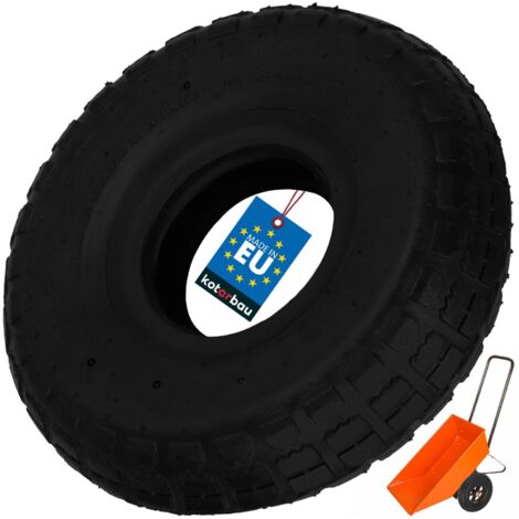 KOTARBAU® - Pneu Brouette Chariot - Gomme - 3.50-4 - 5PR - Noir - Pneu de Brouette - pour Diable Remorque - ⌀ 26 cm - Résistant à L’Usure - Stabilité Optimale (1/5)
