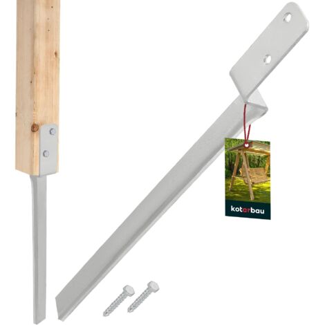 KOTARBAU® Support De Poteau à Enfoncer - Acier Galvanisé - 50 cm - Argent - Ancrage Au Sol - L-Forme - Support Balançoire - Kit Ancrage Balancoire - Extérieur Jardin Sécurisé Résistant (1/5)