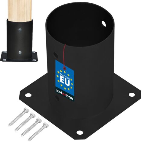 KOTARBAU® Support Poteau Bois - Acier Revêtu par Poudre - ⌀ 100 mm - Noir - Pied de Poteau - Fixation Robuste - Résistant à la Corrosion