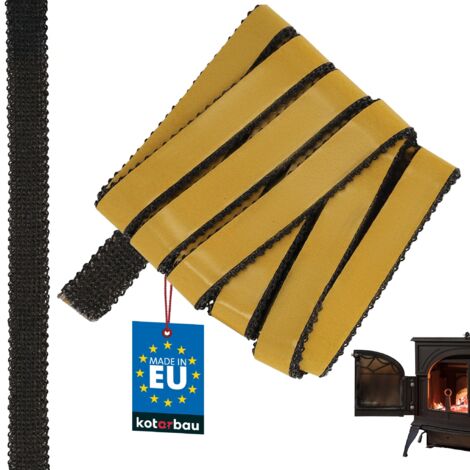 KOTARBAU® Joint Insert Cheminée - Joint Poêle À Bois - 20 x 3,5 mm - Fibre de Verre - 2,5 m - Noir - Résistant à la Chaleur - Autocollant