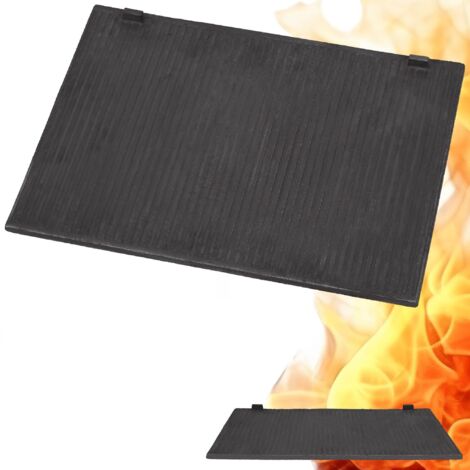 KOTARBAU® Plaque Fonte Pour Cheminée - 46 x 35 cm - Anthracite - Décorative - Plaque Fonte pour Insert Cheminée - Résistante à la Chaleur - Motif Rayures