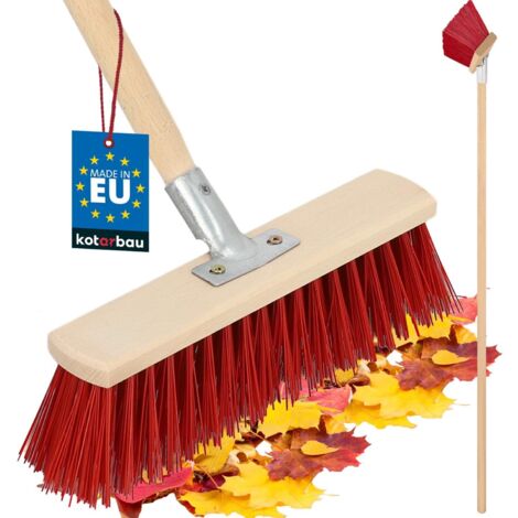 KOTARBAU® Balai Brosse - 33 cm - Balai Exterieur Terrasse - Brosse de Voirie - avec Manche - Bois - PVC - Poils Durs - de Jardin - Outil de Nettoyage