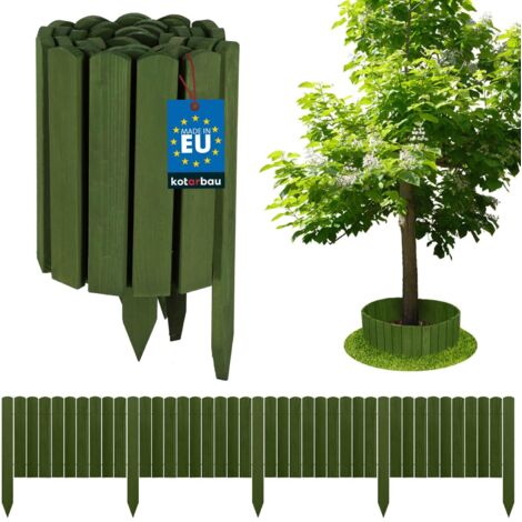 KOTARBAU® Bordure Jardin Exterieur Bois - 200 x 30 cm - Cloture Bois Jardin - Vert - Palissade Flexible - Décoration Jardin (1/5)