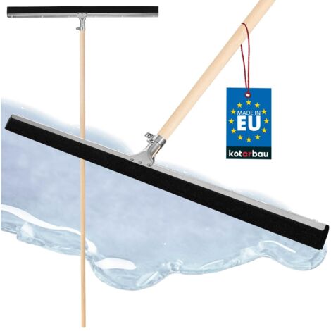KOTARBAU® Raclette Sol - Acier - 75 cm - avec Manche en Bois 150 cm - Balai Raclette Sol Caoutchouc - Balai Mousse - Intérieur Extérieur -idéal pour Garage - Douche - Salle De Bain - Terrasse