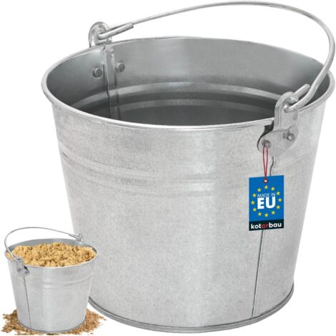 KOTARBAU® Seau à Cendre - Seau De Maçon - Acier Galvanisé - 5 L - Argent - pour le Jardinage - Résistant à la Rouille - Polyvalent