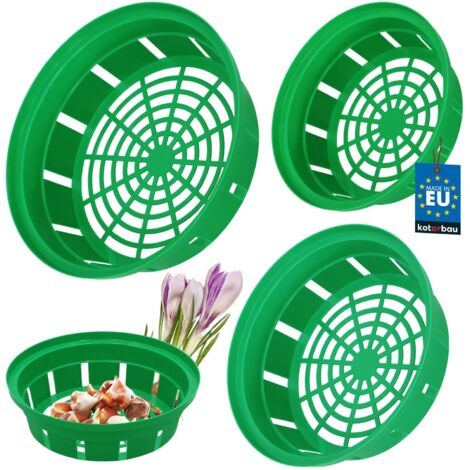 KOTARBAU® Set 3 pièces Panier À Bulbes - ⌀ 200 / 230 / 260 mm  - Vert - Corbeille Plantation Tulipes -  Accessoire Plantation Bulbes - Plastique (1/5)