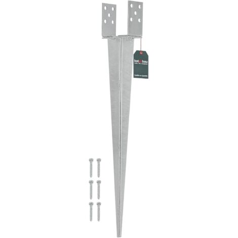 KOTARBAU® Support de Poteau Réglable - 0-120 mm - Acier Galvanisé - 70 cm - Argent - Support Poteau a Enfoncer - Ancrage Balancoire - Ancre a Enfoncer - pour Poteaux Bois