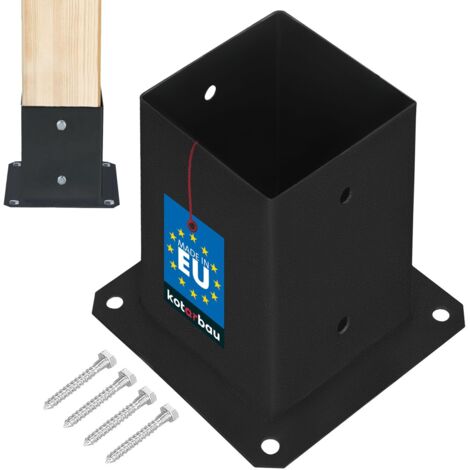 KOTARBAU® Support Poteau Bois - Acier Revêtu par Poudre - 90 x 90 mm - Noir - Pied de Poteau - Fixation Robuste - Résistant à la Corrosion (1/5)