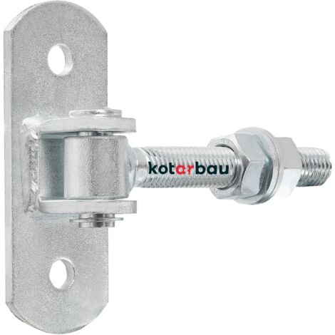 KOTARBAU® Charniere Portail - Acier - 130 mm M18 - Argenté - Charnière Réglable pour Portillon Extérieur - Gond Portail Lourd - avec Plaque de Fixation - Gond Réglable Galvanisée (1/5)