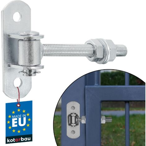 KOTARBAU® Charniere Portail - Acier - 115 mm M12 - Argenté - Charnière Réglable pour Portillon Extérieur - Gond Portail Lourd - avec Plaque de Fixation - Gond Réglable Galvanisée