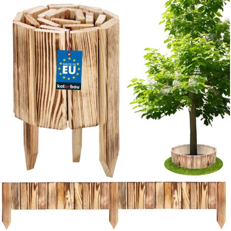 KOTARBAU® Bordure Jardin Exterieur Bois - 110 x 15 cm - Cloture Bois Jardin - Bois Brûlé - Palissade Flexible - Décoration Jardin (1/5)