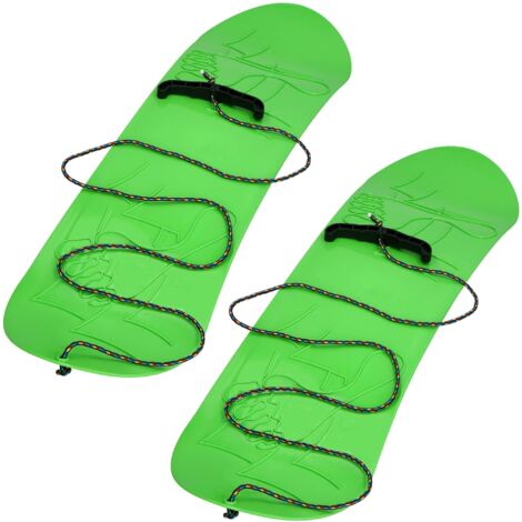 KOTARBAU® 2 pièces Snowboard Enfant - PVC - 68x20 cm - Vert - avec Corde - Luge à Neige - Traineau a Neige - Luge Enfant - Résistant Léger - Snowboard Sans Fixation (1/5)
