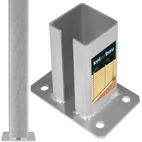 KOTARBAU® Support de Poteau - pour Clôture - Acier Galvanisé à Chaud - 80 x 80 mm - Argent - Pied De Poteau - à Visser - Robuste et Résistant (1/5)