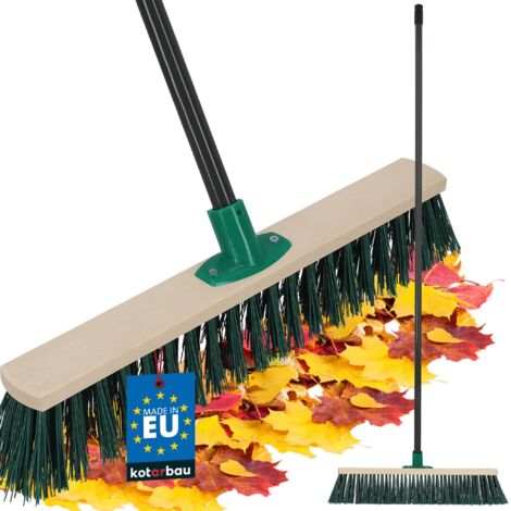 KOTARBAU® Balai Brosse - Bois de Hêtre - 50 cm - Vert - Balai Extérieur - Brosse pour Terrasse - Poils Durs - avec un Manche en Métal