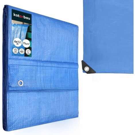 KOTARBAU® Bâche de Protection Extérieur - Polyéthylène - 6 x 12 m - Argenté - 200 g/m² - Bâche Anti UV - Bache Remorque - Bache Impermeable Exterieu (1/5)