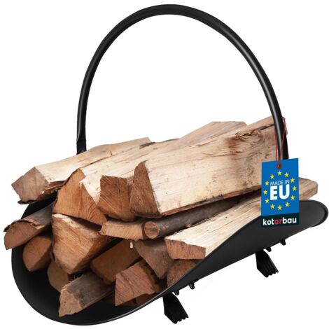 KOTARBAU® Range Buche Interieur - Panier à Bûches - Acier - 48 x 37 cm - Noir - Porte Buche - Support Bois de Chauffage Intérieur - avec Anse Ergonomique - Robuste - Résistant (1/5)