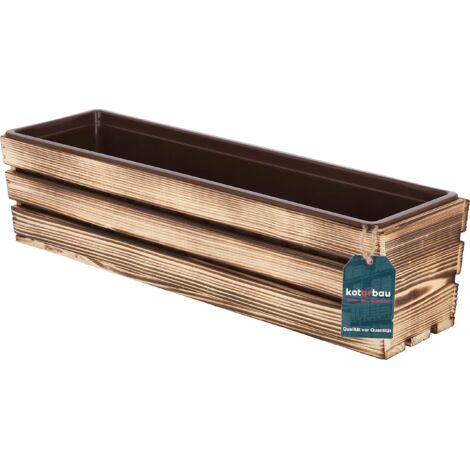 KOTARBAU® Jardiniere Extérieur - Bois - 60 x 18 x 15 cm - Rustique - Bac à Fleurs - Jardiniere Rectangulaire - avec Insert Plastique - pour Terrasse - Jardin - Décoration Extérieure (1/5)
