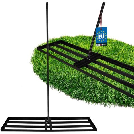 KOTARBAU® Rateau Nivellement - Niveleur Gazon - Acier - 120x30 cm - Noir - Râteau Nivellement Pelouse - avec Manche - 180 cm - Outil Jardinage - Accessoire Jardin - Robuste (1/5)