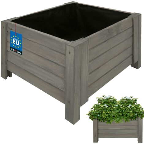 KOTARBAU® Jardinière Extérieur - Bois de Pin Imprégné - 50 x 50 x 30 cm - Anthracite - Jardiniere sur Pieds - Bac à Fleurs Rectangulaire - Grande Capacité - avec Toile Anti-Mauvaises Herbes (1/5)