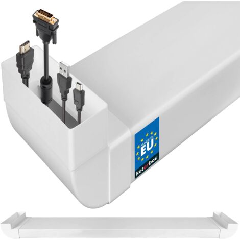 KOTARBAU® Cache Cable - Goulotte Passe Cable - PVC - 204 x 60 mm - 163 cm - Blanc - Mural - Goulotte Electrique - Cache Fil Electrique - Installation Facile (1/5)