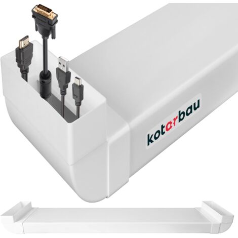KOTARBAU® Cache Cable - Goulotte Passe Cable - PVC - 204 x 60 mm - 113 cm - Blanc - Mural - Goulotte Electrique - Cache Fil Electrique - Installation Facile (1/5)