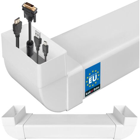 KOTARBAU® Cache Cable - Goulotte Passe Cable - PVC - 110 x 55 mm - 62 cm - Blanc - Mural - Goulotte Electrique - Cache Fil Electrique - Installation Facile (1/5)