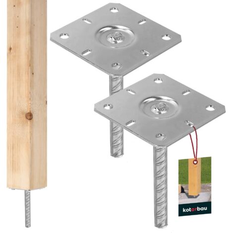 KOTARBAU® 2 pcs Support de Poteau à Sceller - Acier Galvanisé - 130 x 130 x 200 mm - Argent - Pied de Poteau - avec Ancre Béton - pour Clôture et Poutre - Robuste - Résistant à La Corrosion (1/5)