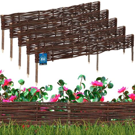 KOTARBAU® Lot de 5 Clôture Bois - Bordure Jardin Extérieur - 120 x 10 cm - Bordure de Jardin en Osier à Planter - Marron - Cloture en Osier - Décoration Extérieure (1/5)