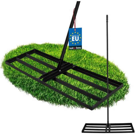 KOTARBAU® Rateau Nivellement - Niveleur Gazon - Acier - 90x30 cm - Noir - Râteau Nivellement Pelouse - avec Manche - 175 cm - Outil Jardinage - Accessoire Jardin - Robuste (1/5)